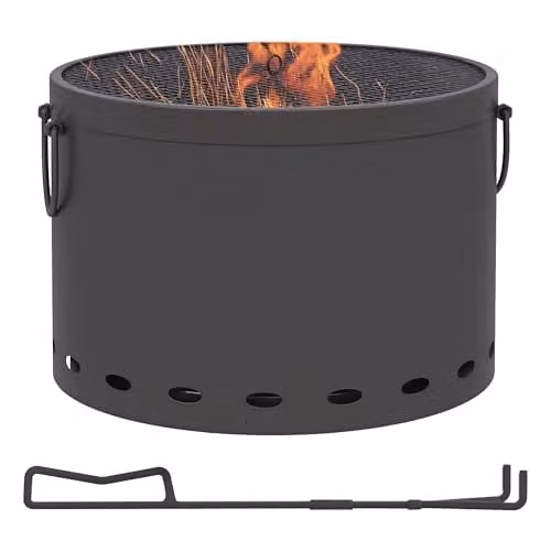 Outsunny Metal Smokeless Wood Burning Fire Pit in Grey, Diameter: 38 cm – 1