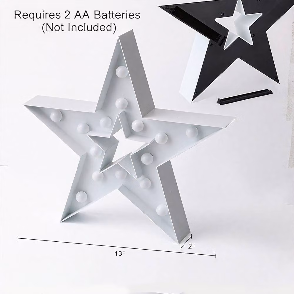 Bright Zeal White Star Marquee Light with Timer, 33 cm – 3