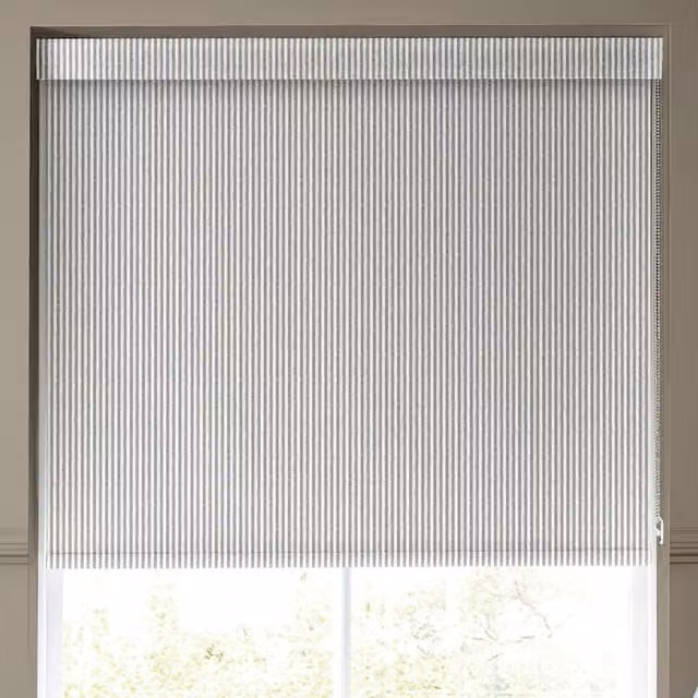 Emily Bond Oscar Stripe Made to Measure Blackout Roller Blind in Indigo Blue