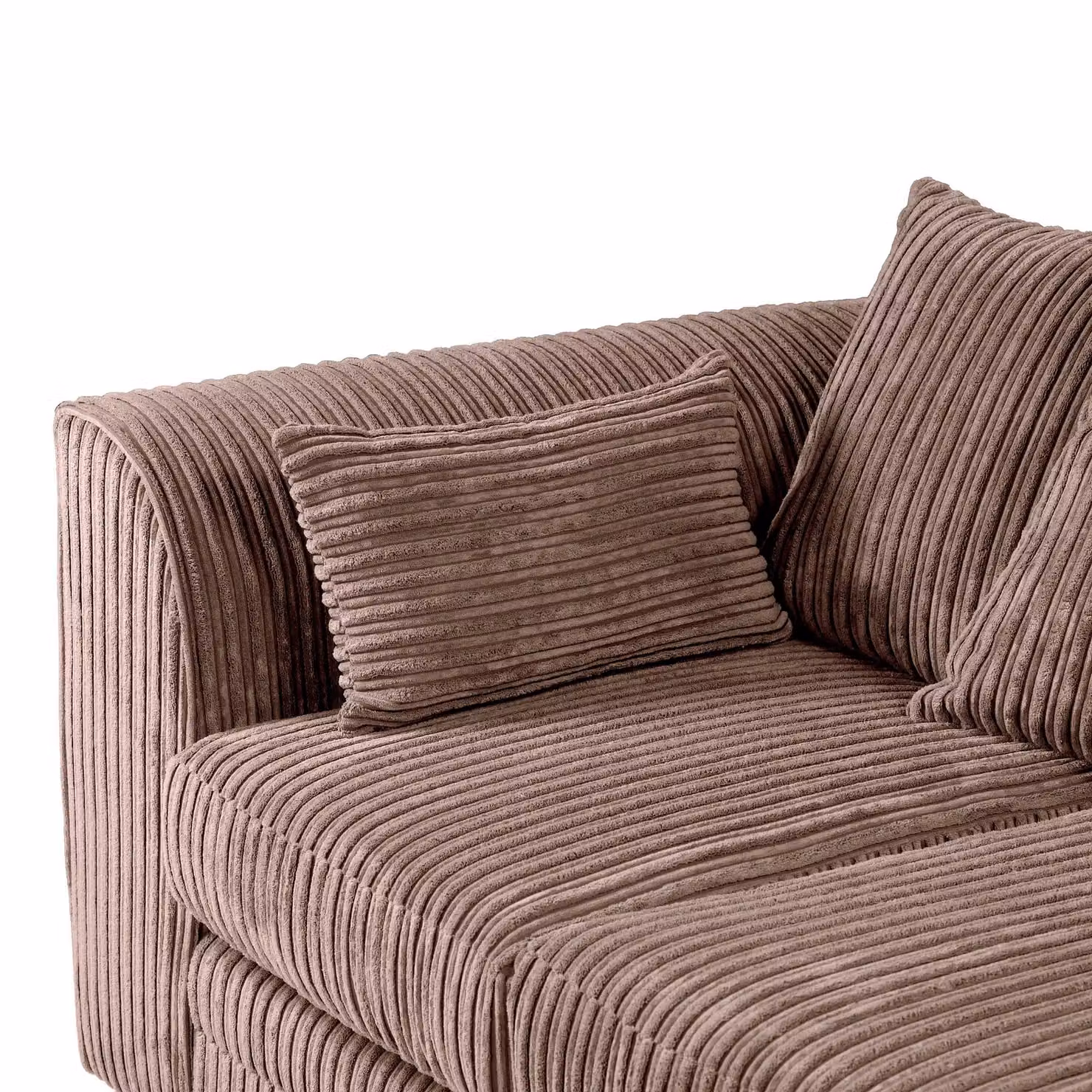 SquareBoxx Lennox Jumbo Cord Corner Sofa with Right Hand Facing Chaise in Brown – 3