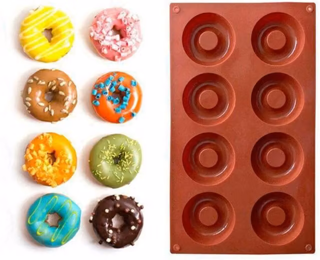 KDMD 8 Cavity Brown Silicone Donut Mold for Baking Soap and Chocolate – 1