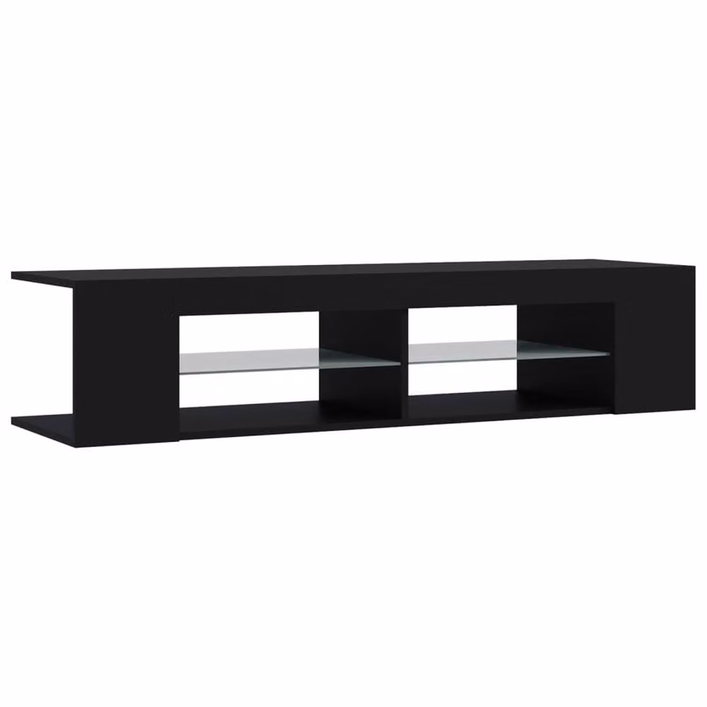 Berkfield Home Modern Black MDF TV Cabinet with LED Lights W: 135 cm, D: 39 cm, H: 30 cm – 3