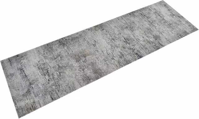 Berkfield Home Washable Grey Velvet Kitchen Rug with Stone Look, W: 60 cm, L: 180 cm