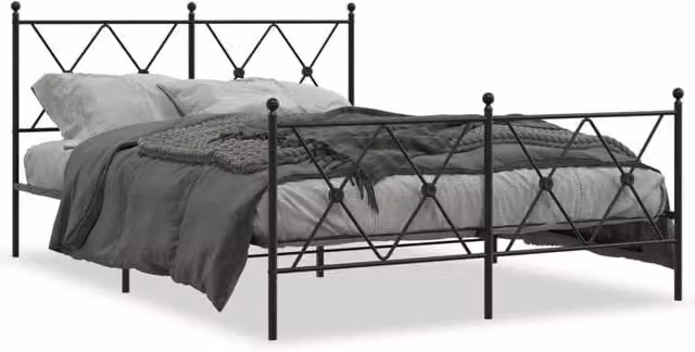 Berkfield Home Metal Bed Frame with Footboard, Black, W: 137 cm, L: 190 cm – 1