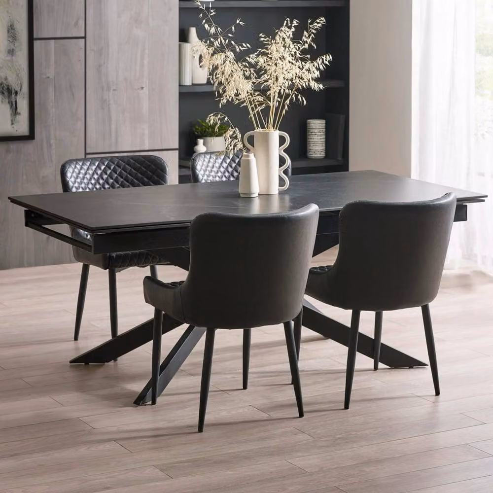 Cheshire Premium Osano 160cm Extending Ceramic Dining Table in Black – 3