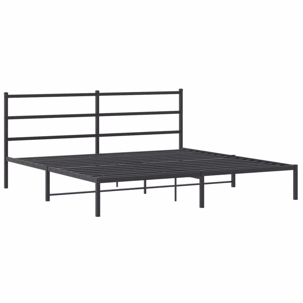 Berkfield Home Metal Bed Frame with Headboard, Black, 193 x 203 cm – 1