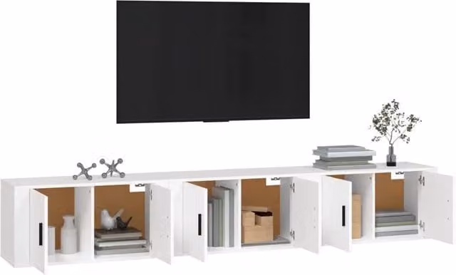 Berkfield Home Classic Wall-mounted TV Cabinets, 3 Piece Set, White, W: 80 cm, D: 34.5 cm, H: 40 cm