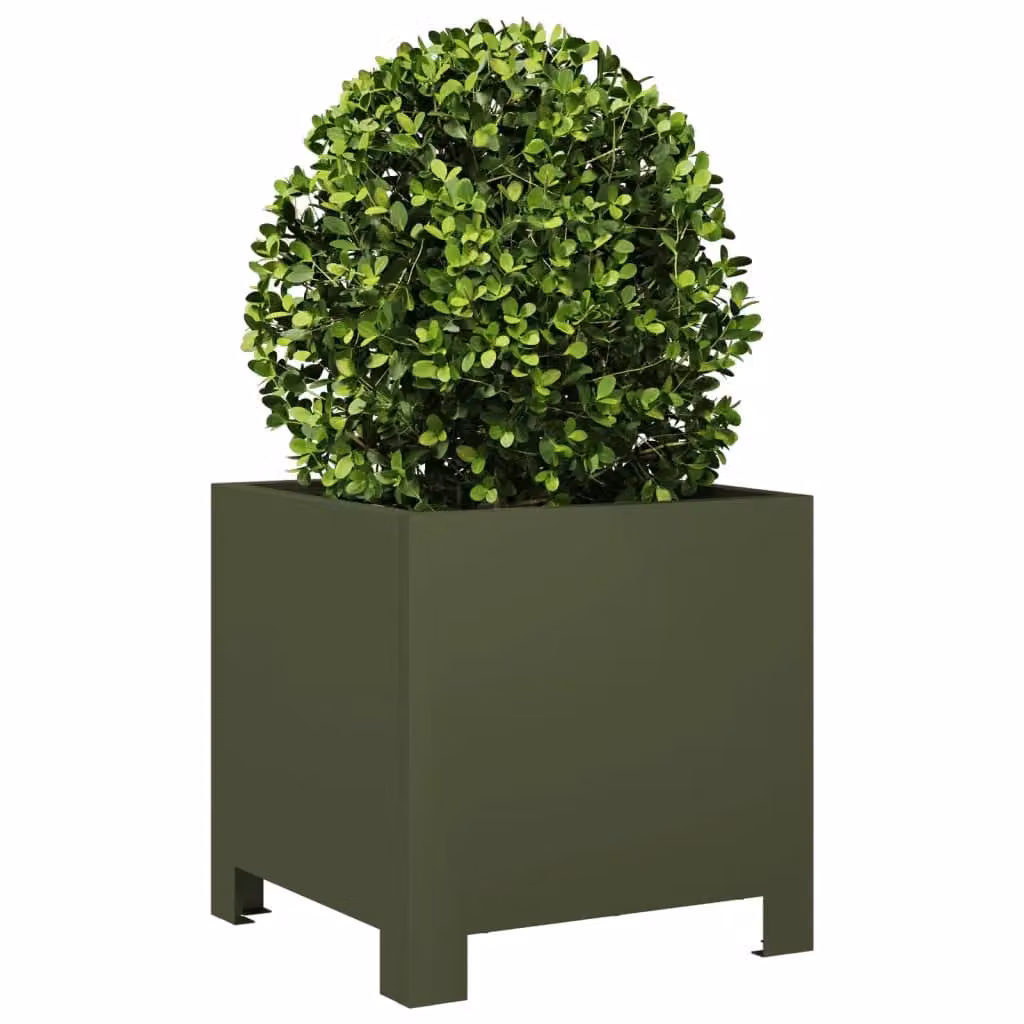 Berkfield Home Steel Garden Planter Tub, Green, W/D/H: 30 x 30 x 30 cm – 3