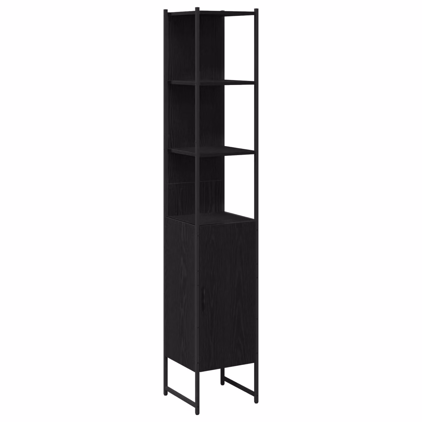 Berkfield Home Modern Black Oak Wall Mounted Bathroom Cabinet with Hinged Doors and Open Shelf, W/D/H: 33 x 33 x 185.5 cm – 2
