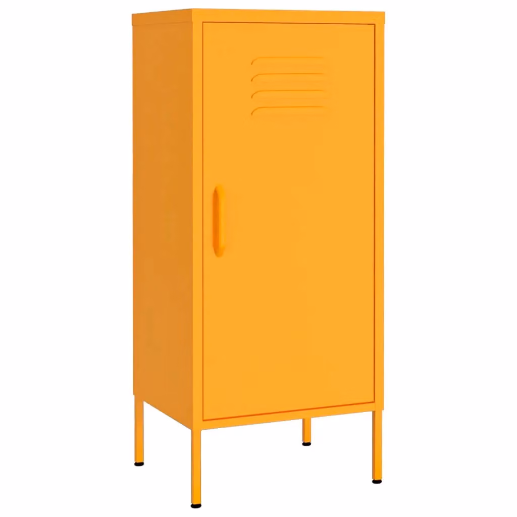 Berkfield Home Mustard Yellow Metal Storage Cabinet with Hinged Doors W/D/H: 42.5 x 35 x 101.5 cm – 2