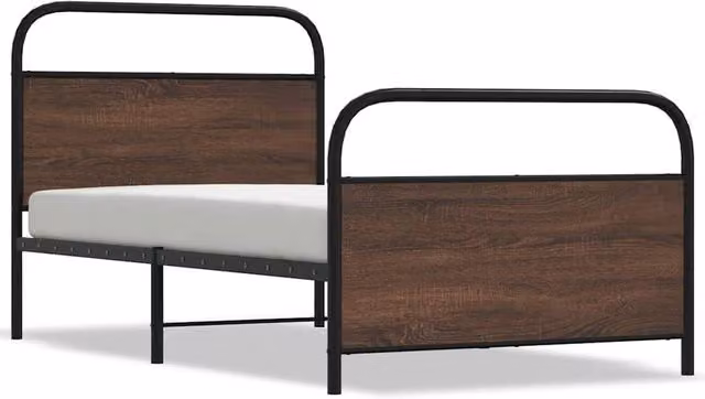 Berkfield Home Bed Frame in Brown Oak, W/D/H: 100 x 200 cm