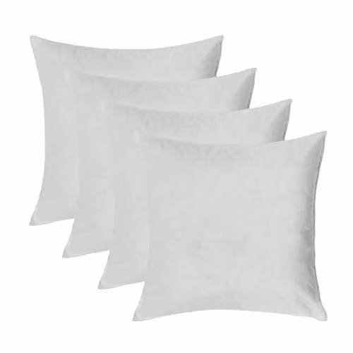 OHS Pack of 4 White Hollowfibre and Microfibre Square Cushion Inserts, W/D/H: 55 x 55 x 55 cm
