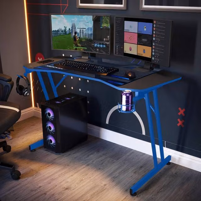 X Rocker Panther Evo Gaming Desk, Blue, W: 120 cm, D: 60 cm, H: 74 cm