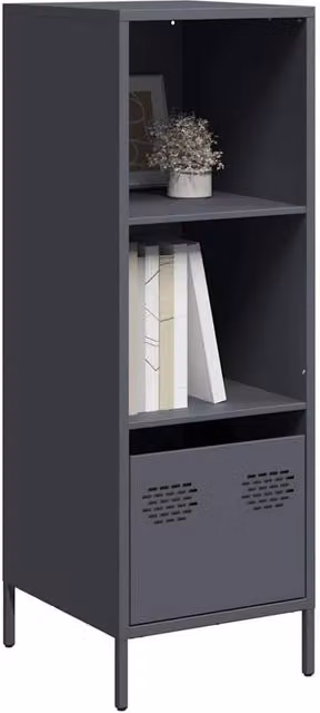 Berkfield Home Anthracite Steel Highboard in Dark Grey, W/D/H: 35 x 39 x 103.5 cm