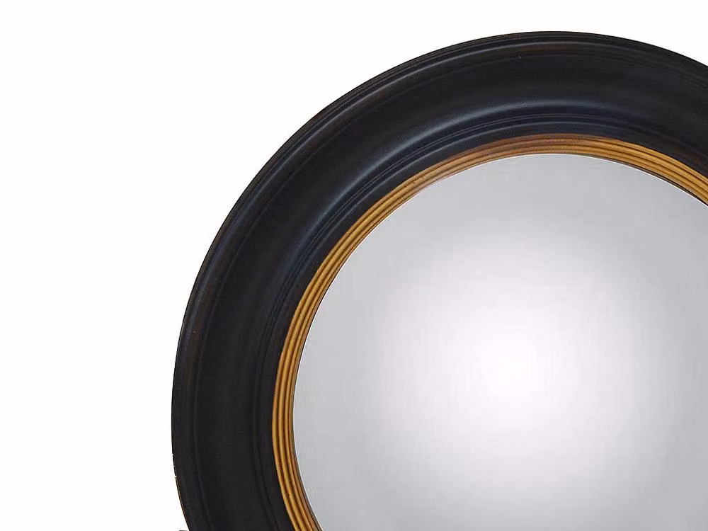 Vente-unique Witch Round Wall Mirror in Black and Gold Paulownia Wood, Diameter: 66 cm – 2