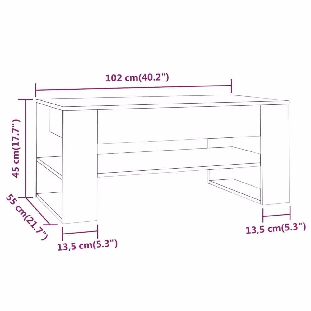 Berkfield Home Decorative Coffee Table in Smoked Oak Brown, W/D/H: 102 x 55 x 45 cm – 5