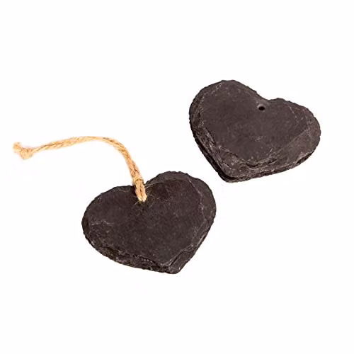 Nicola Spring Grey Slate Heart Hanging Tags, Pack of 3, 7 x 5.5 cm