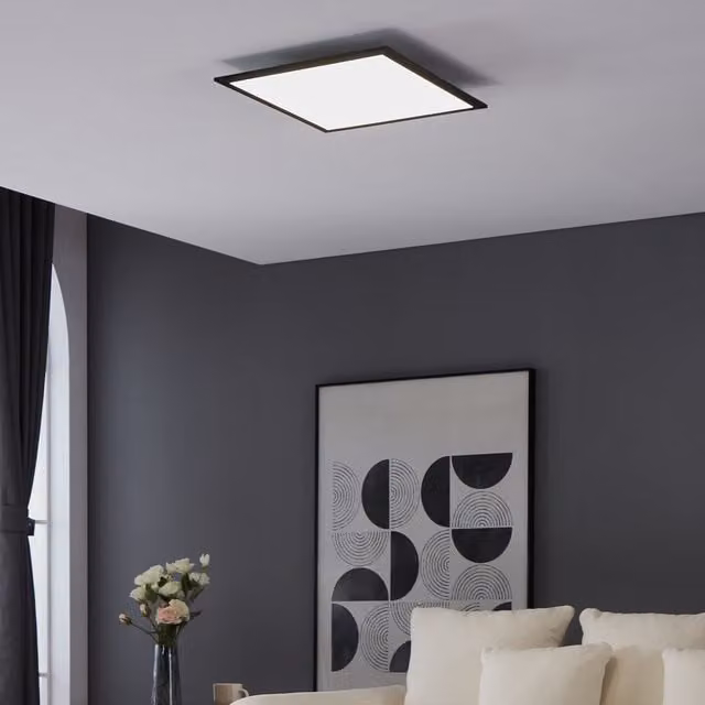 Eglo Salobrena 1 Ultra-Slim Modern Black Square LED Ceiling Light