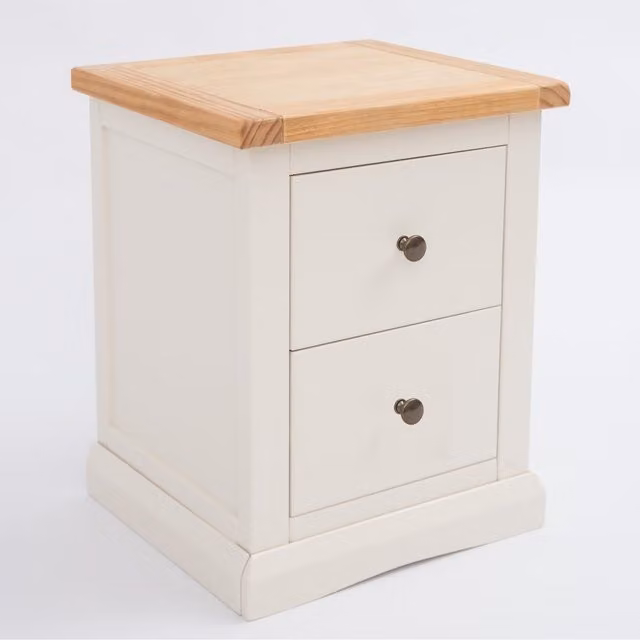 Cabinet Bits Castelli 2 Drawer Bedside Table in White Waxed Pine