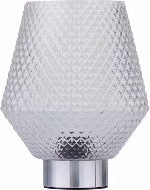 First Choice Lighting Porter Battery Operated Chrome Table Lamp with Transparent Glass in Silver – 1