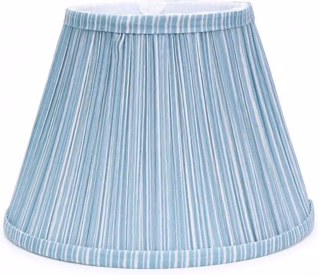 ValueLights Laurenne Tapered Blue Pinstripe Pleated Easy Fit Small Lamp Shade with LED Bulb, Blue