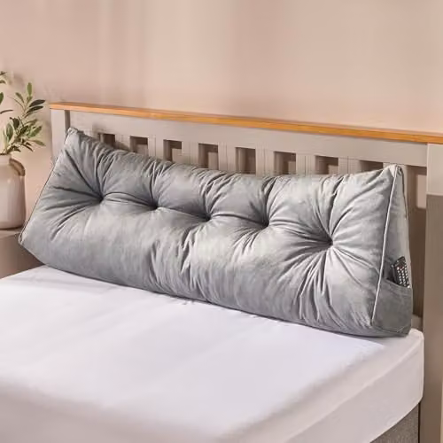 OHS Firm Wedge Pillow with Removable Cover for Back and Neck Support, Grey, W/D/H: 130 x 45 x 20 cm