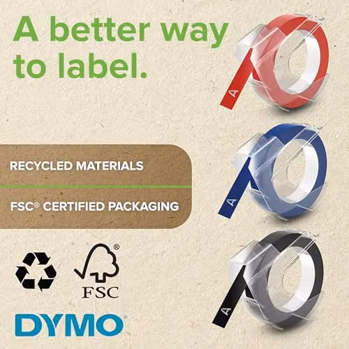 DYMO Authentic Embossing Label Tape, White Print on Black, 3 Pack – 2