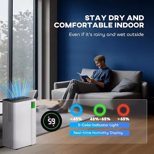 HOMCOM 12L Dehumidifier in White with Continuous Drainage, Sleep Mode and Timer – 8