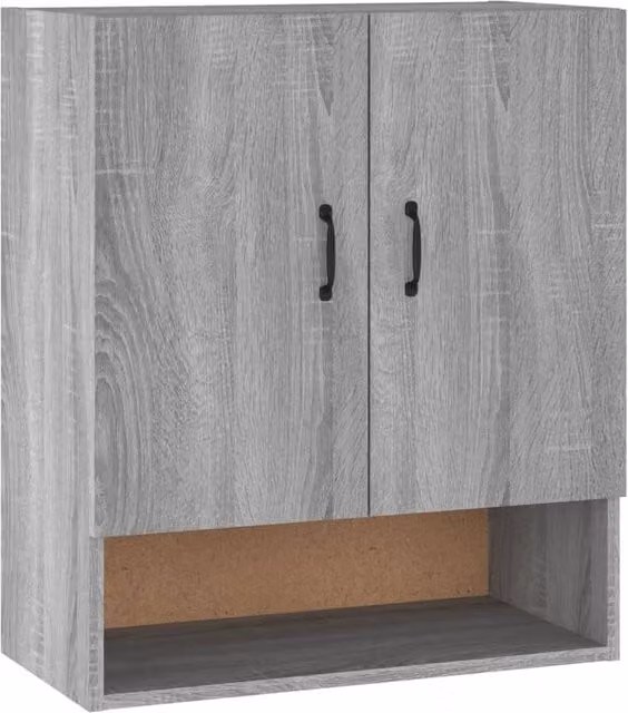 Berkfield Home Grey Sonoma Wall Cabinet with Hinged Doors and Open Shelf, W/D/H: 60 x 31 x 70 cm – 1