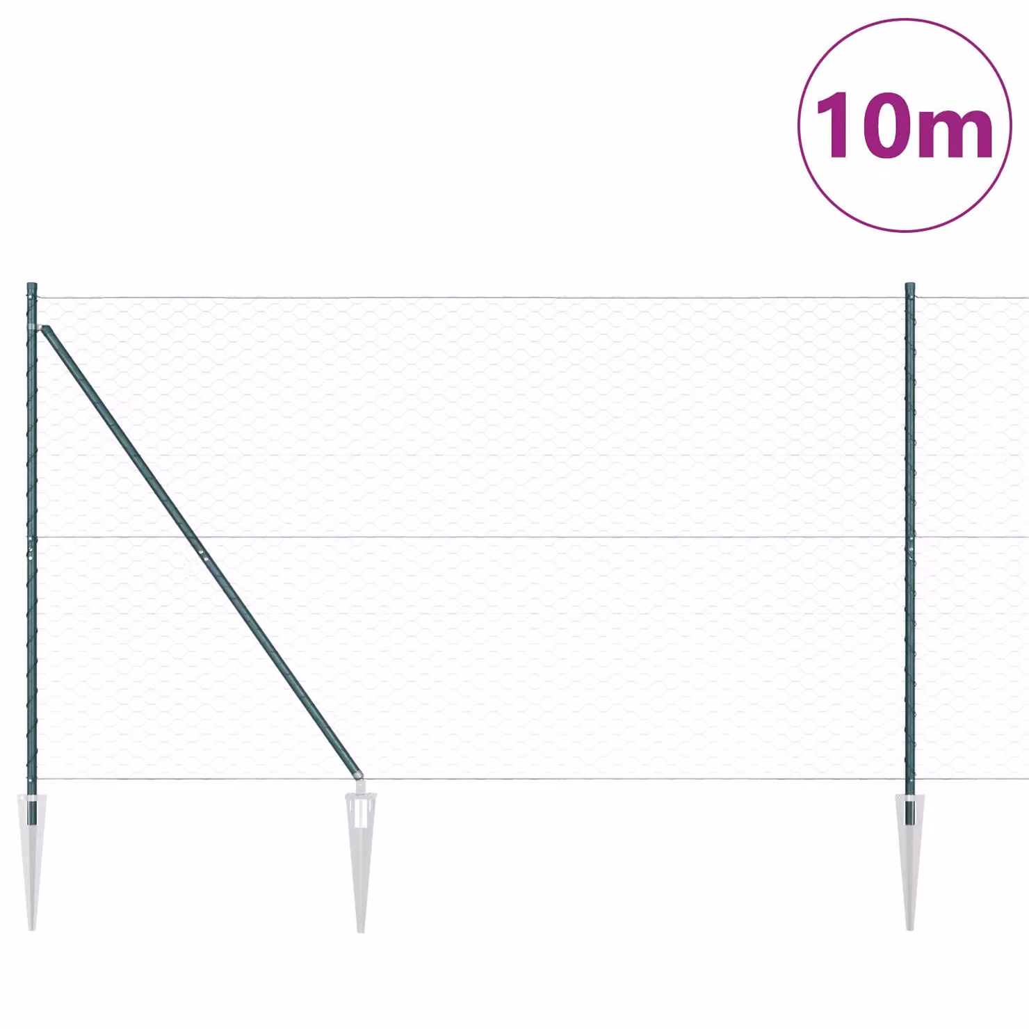 Berkfield Home Green Powder-Coated Steel Hexagon Fence, H: 160 cm x W: 10 m – 2