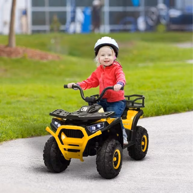 AIYAPLAY 12V Kids Electric Ride on ATV with Spring Suspension, Yellow