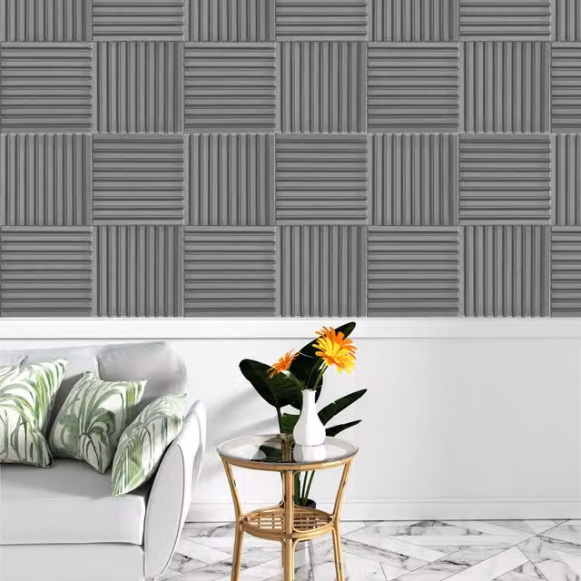 Novecrafto 3D Fluted Line PVC Wall Panels, Grey, 6 Sheets, W/D/H: 50 x 50 x 50 cm – 1