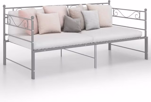 Berkfield Home Grey Metal Pull-out Sofa Bed Frame W: 90 cm, D: 200 cm