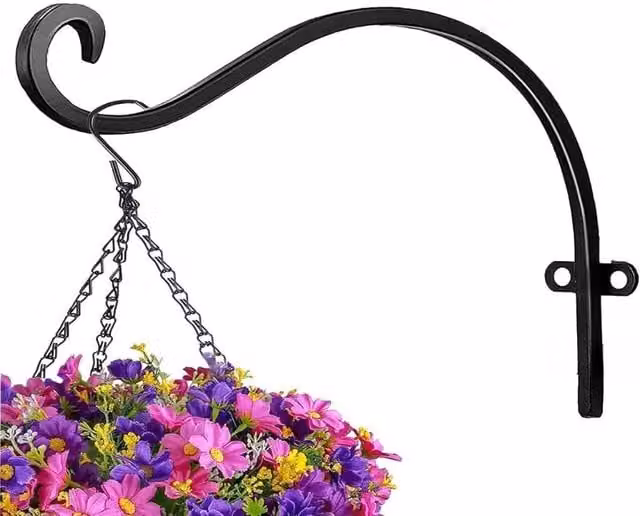 Marco Paul Black Metal 8 inch Hanging Basket Planter Bracket
