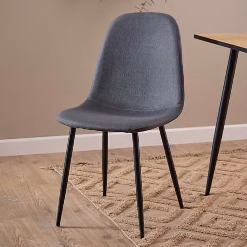 Furniture To Go Wilma Dining Table with Oak Top and Black Legs and 4 Celia Dining Chairs in Light Grey – 3