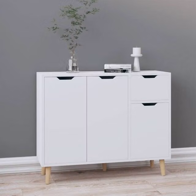 Berkfield Home White Sideboard in Engineered Wood W/D/H: 90 x 30 x 72 cm
