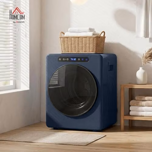 HOMCOM Vented Front Loader Tumble Dryer, 5kg Wet Laundry/3kg Dry Capacity, 1000W, Blue – 2