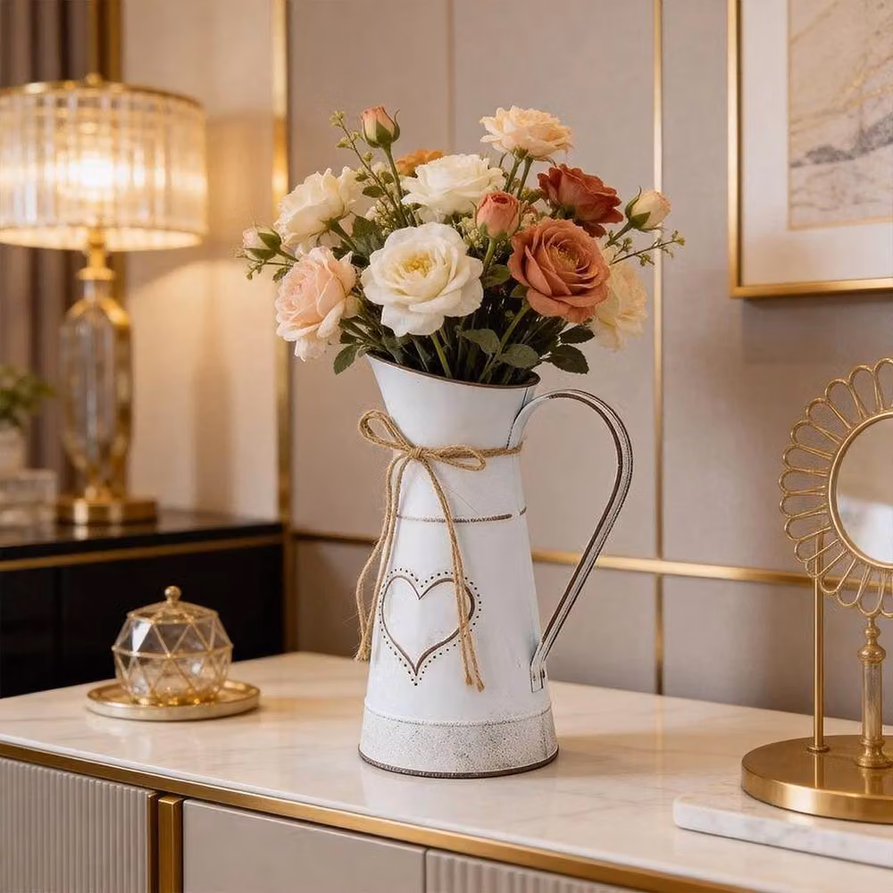 KORVIXA White Shabby Chic Metal Vase, Height: 100 cm – 2