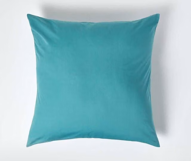Homescapes Egyptian Cotton Euro Pillowcase, Petrol Blue, W/D/H: 80 x 80 x 0 cm, 200 TC Percale with Zip
