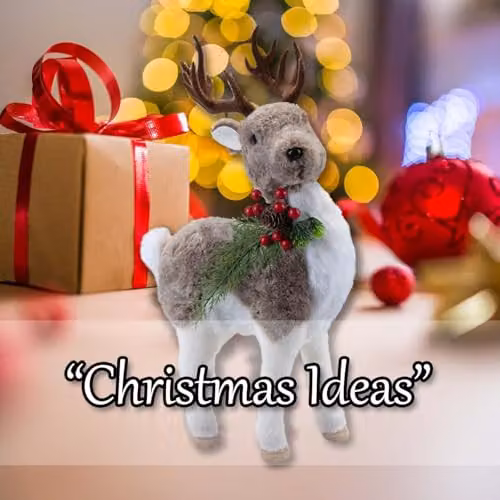 VFM e-Store Christmas Standing Deer Decoration in Grey and White, H 47 cm x W 13 cm x D 13 cm – 5