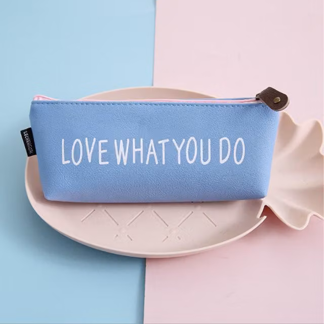 Jaoyeh Trading Ltd Love What You Do Blue Zip Flat Pouch Pencil Case