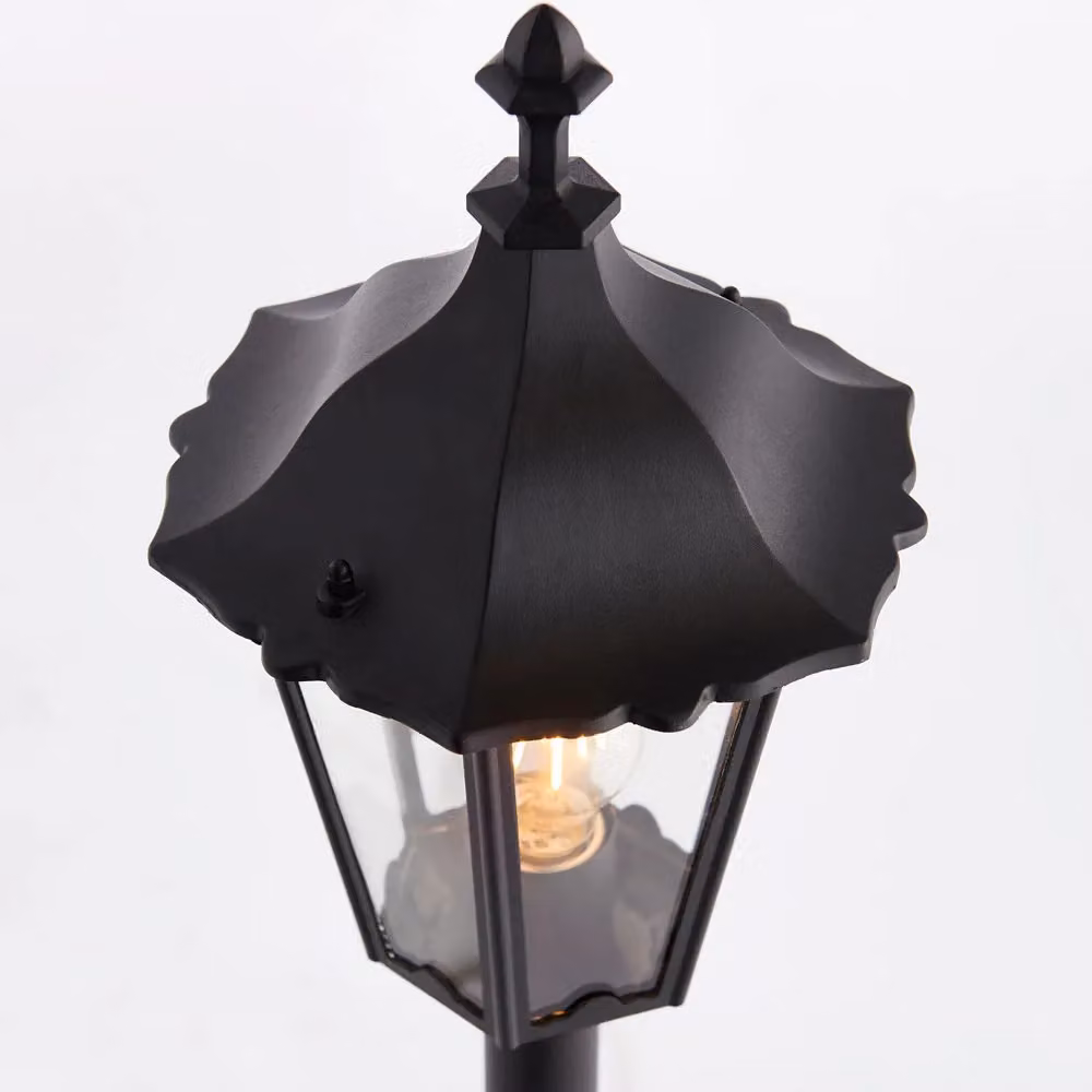 Loops 2 Pack Outdoor LED Bollard Lantern Lights in Matt Black and Transparent Glass – 2