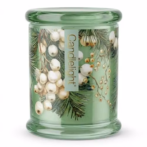 Madison & Mayfair Winter Fir & Mistletoe Large Scented Candle in a Green Glass Jar – 1