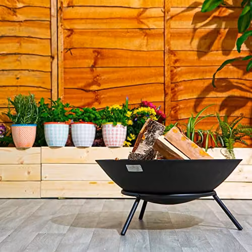 Harbour Housewares Black Cast Iron and Steel Fire Bowl, Diameter: 56 cm – 3