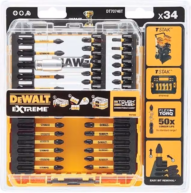 DeWalt Flextorq 34 Piece Screwdriver Bit Set, Multi Colour