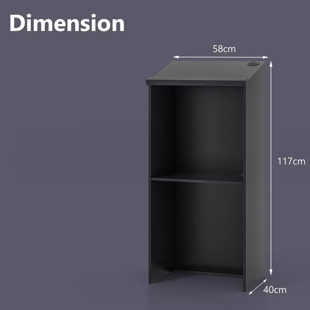Havendro Wooden Podium Lectern Stand with Storage Shelf, Black, H 117.0 cm x W 58.0 cm – 2