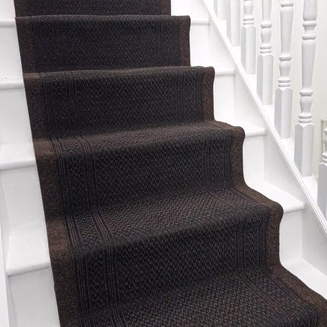 runrug Aztec Stair Runner Carpet, Non-Slip, Dark Brown, W: 66 cm, L: 660 cm – 1