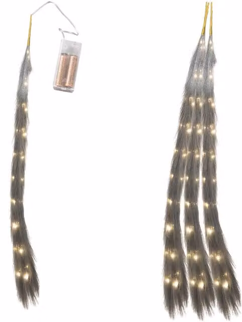 Shatchi Grey Prelit Pampas Grass Hanging Decoration with Warm White LEDs, 110 cm