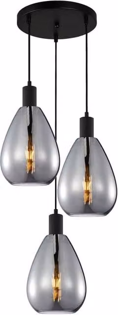 Netlighting Zulo Cluster Pendant Ceiling Light in Black with Transparent Glass and Metal, 3 x E27