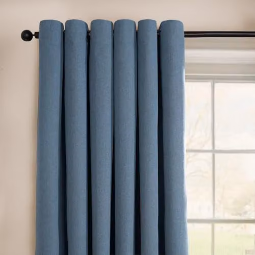 OHS Blue Woven Texture Eyelet Blackout Curtains with Thermal Insulation, W/D/H: 167 x 167 x 182 cm – 3